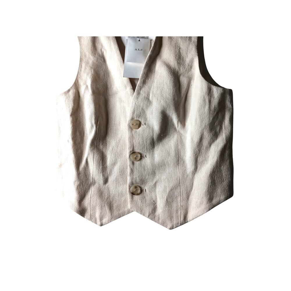 New with Tags A.L.C. Maxwell Linen Blend Vest Ivory Size 2 Button Front Top - Picture 5 of 13